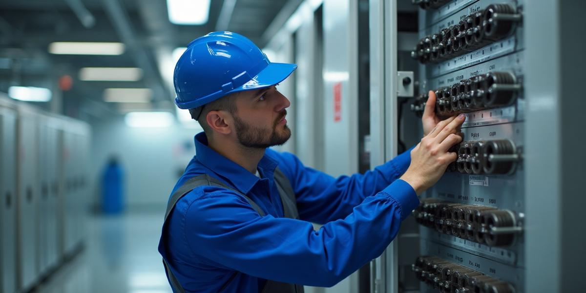 Profissional da NIMET realizando manutenção elétrica